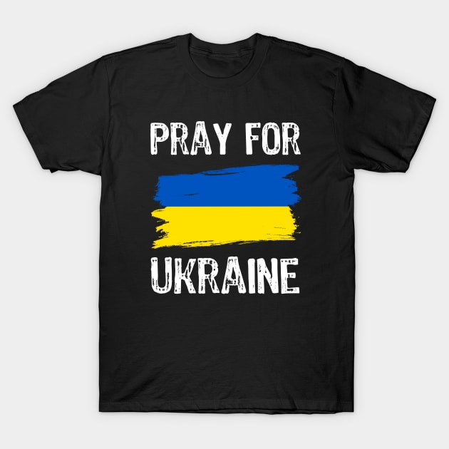 Pray for Ukraine with Ukrainian flag T-Shirt by Yasna